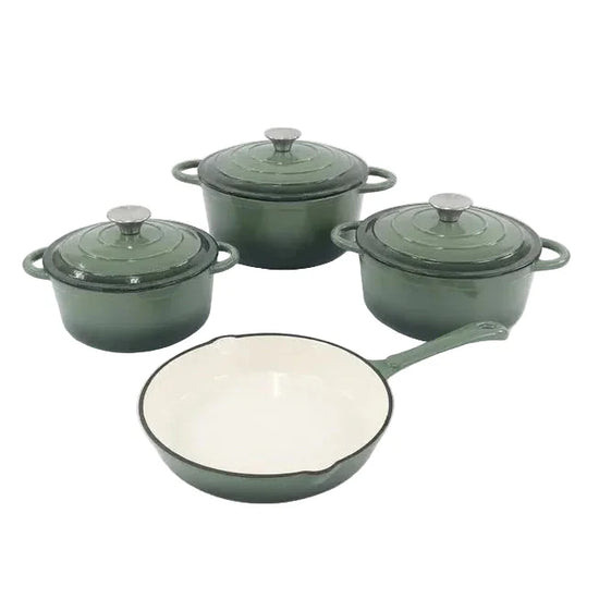 Cast Iron 7 Piece Cookware Pot Set Dark Olive CH1332