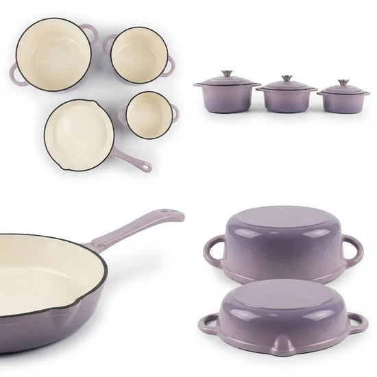 Cast Iron 7 Piece Cookware Pot Set Lavender CH1330