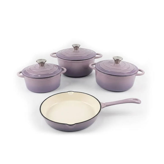 Cast Iron 7 Piece Cookware Pot Set Lavender CH1330