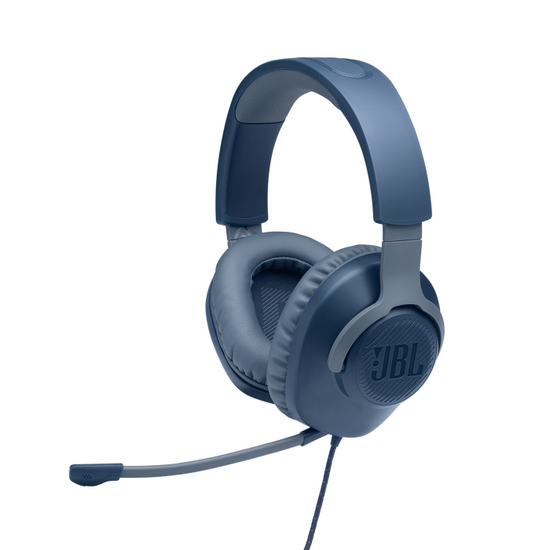 JBL Quantum 100 Wired Over-Ear Gaming Headset With Detachable Mic Blue