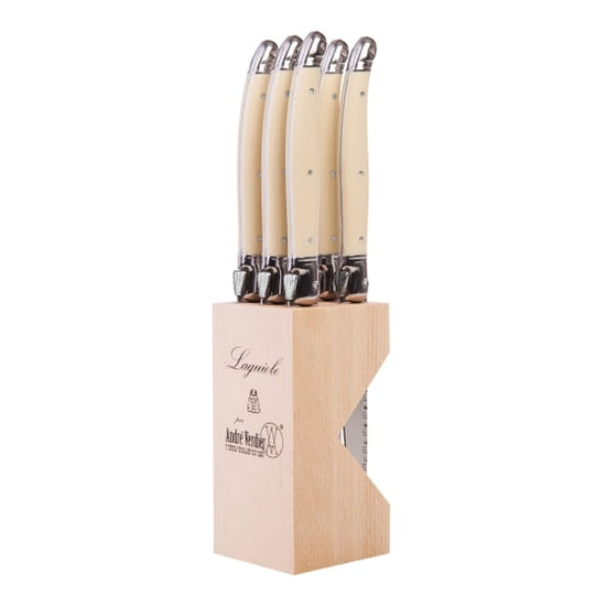 Andre Verdier Steak Knife Set with Stand, 6-Piece Ivory