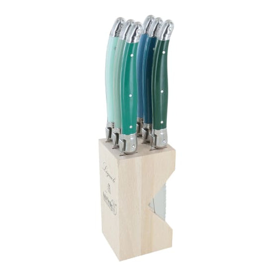 Andre Verdier Steak Knife Set with Stand, 6-Piece Terra Mix