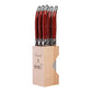 Andre Verdier Steak Knife Set with Stand, 6-Piece Laguiole Cherry