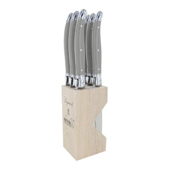 Andre Verdier Steak Knife Set with Stand, 6-Piece Mouse Grey
