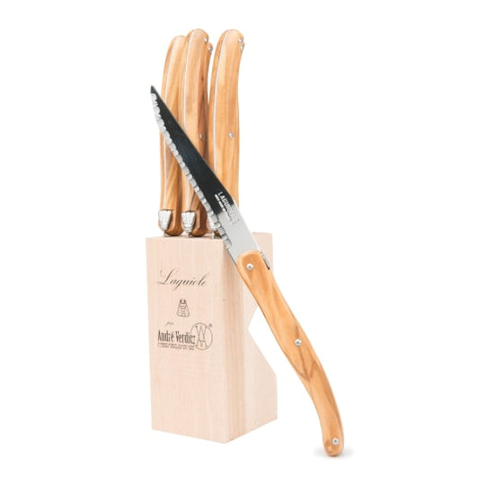 Andre Verdier Country Olive Wood Steak Knife Set of 6
