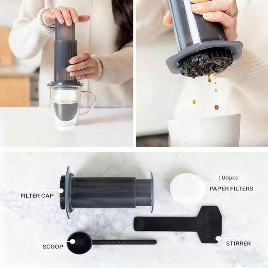 AeroPress 3-in-1 Portable Hand Press Coffee Machine - Travel Coffee Maker Pressure C8