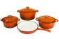 Cast Iron 7 Piece Cookware Pot Set Orange