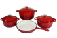 Cast Iron 7 Piece Cookware Pot Set Red