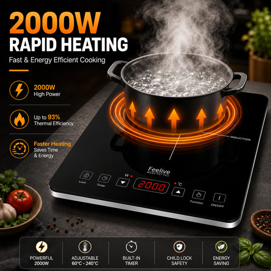 Feelive 2000W Portable Induction Cooktop Touch Control Black 20CB16T