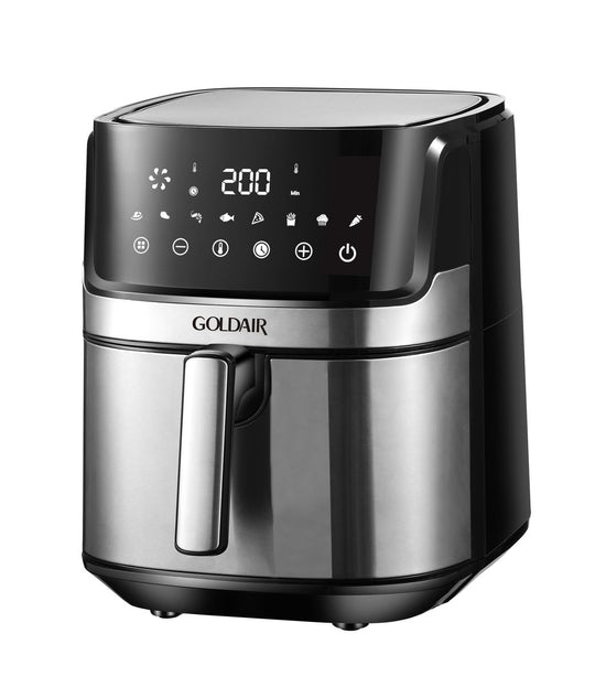 Goldair 6.5L Stainless Steel Digital Air Fryer - Black and Silver GAF-6501