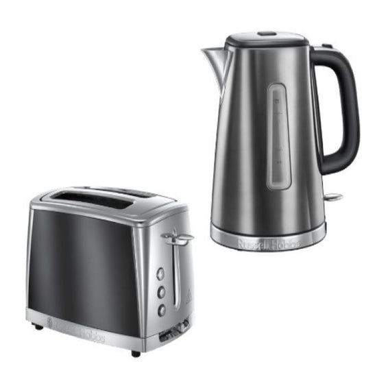 Russell Hobbs Luna 2 Slice Toaster and Kettle Set Moonlight Grey