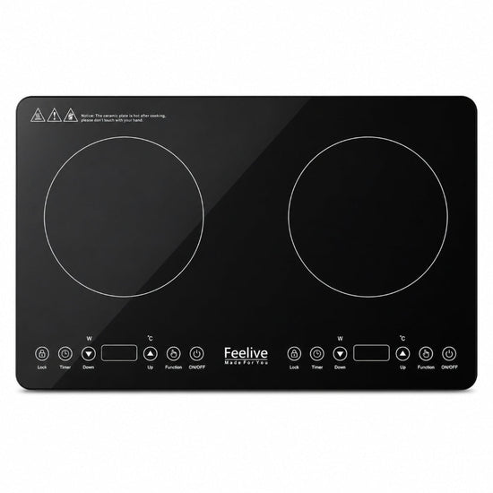 Feelive 3500W Double Induction Cooktop Touch Control Black 35IHB06T