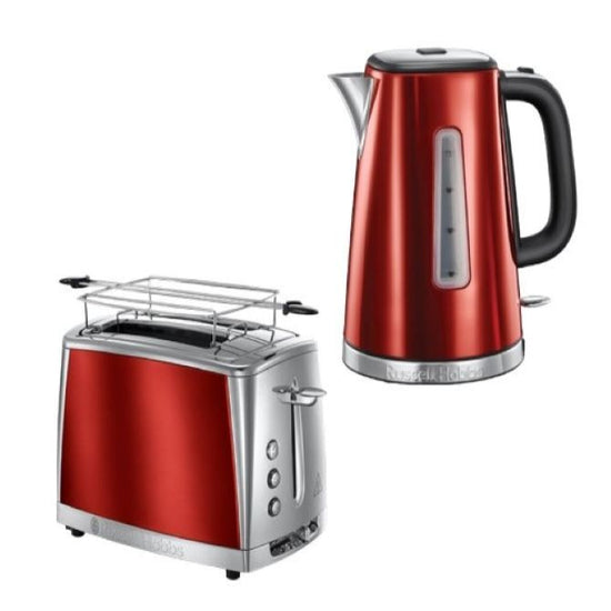 Russell Hobbs Luna 2 Slice Toaster and Kettle Set Solar Red