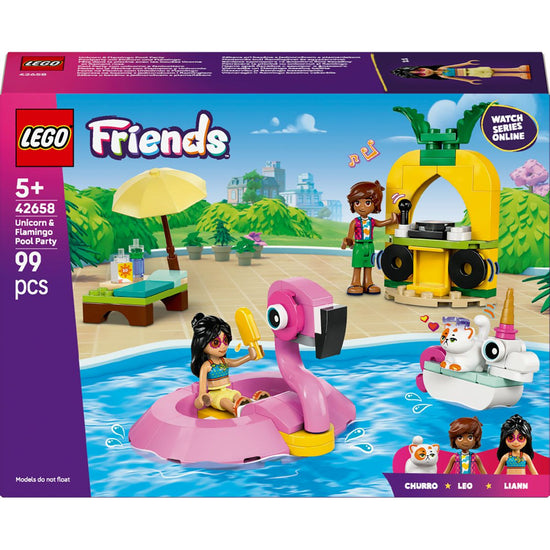 LEGO® Friends Unicorn & Flamingo Pool Party Toy Building Set 42658