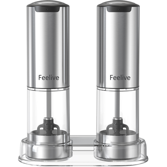 Feelive Rechargeable Pepper and Salt Grinder set 2 Pack with Stand FSSPG