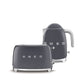 Smeg Retro 1.7l Kettle & 2 Slice Toaster Slate Grey Combo KLF03GRSA + TSF01GRSA