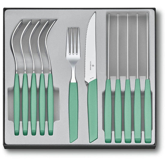 Victorinox Swiss Modern Pointed Steak Knife & Fork Set, 12pc - Mint V6.9096.12W4112