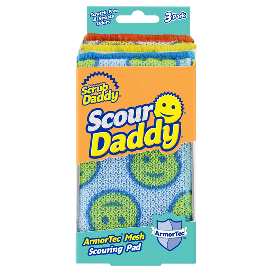 Scour Daddy multi-colour heavy-duty scouring pads 3 pack