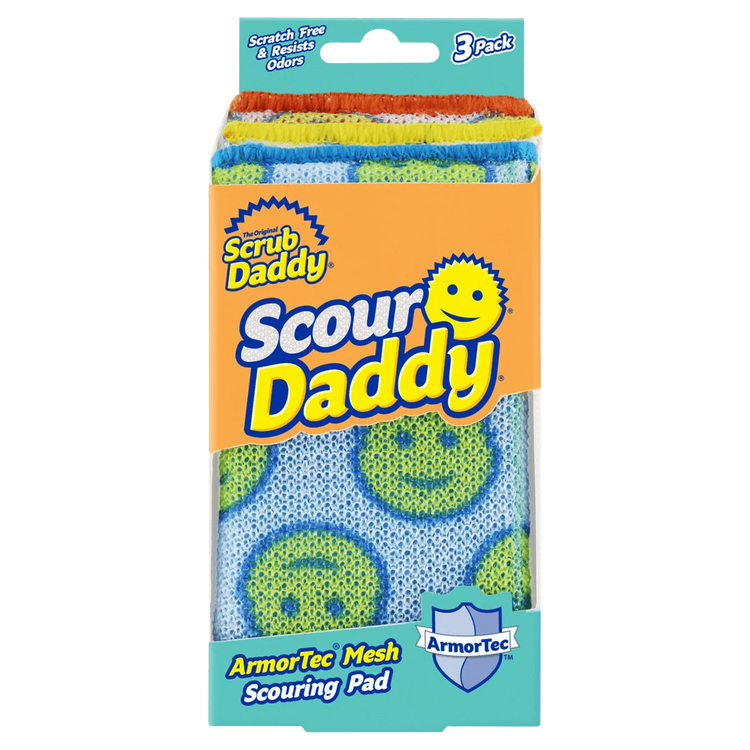Scour Daddy multi-colour heavy-duty scouring pads 3 pack