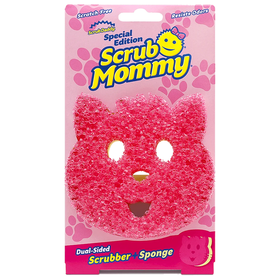 Scrub Mommy Pets pink cat-shaped scrubbing sponge