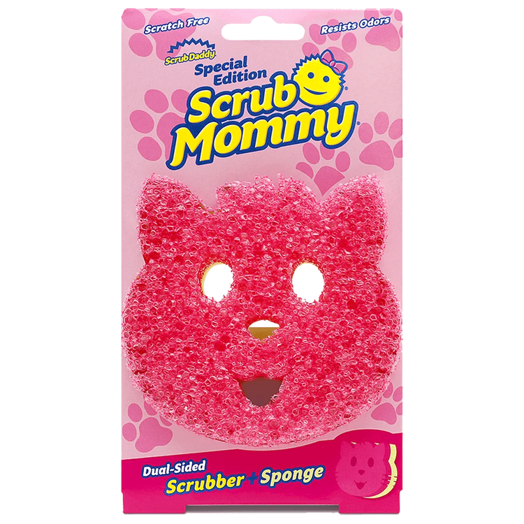Scrub Mommy Pets pink cat-shaped scrubbing sponge