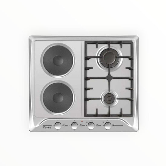 Ferre 600mm Inox 2 Gas + 2 Electric Plate Hob B622CS